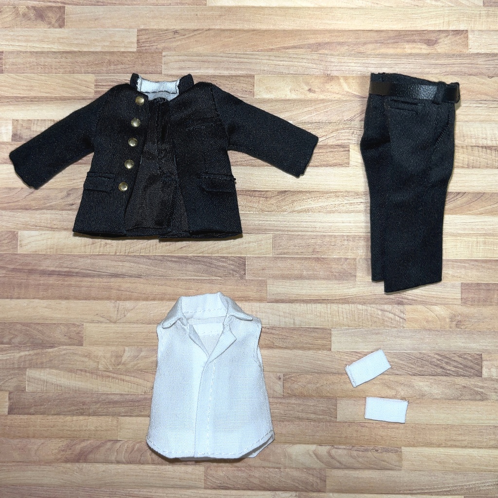 オビツ11用 前開き学ランセット 黒 2種 ハンドメイド