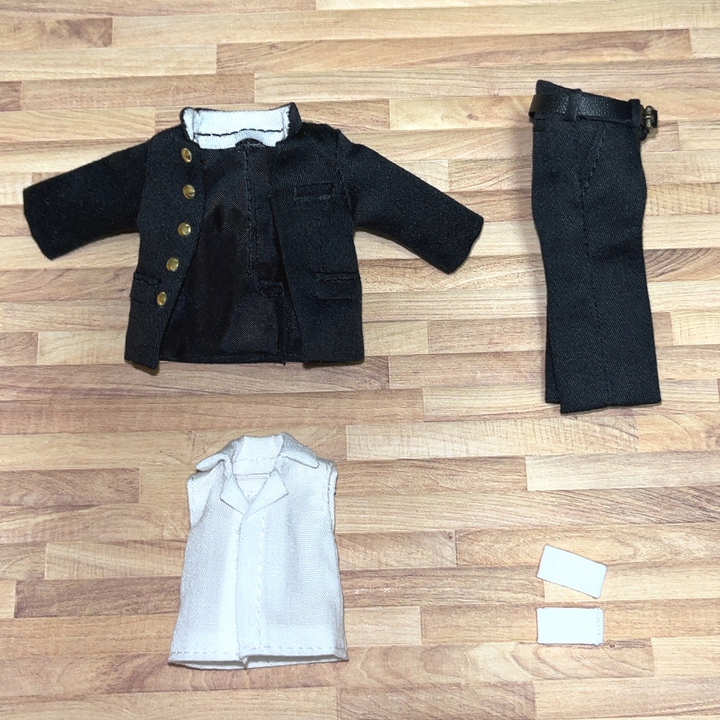 オビツ11用 前開き学ランセット 黒 2種 ハンドメイド