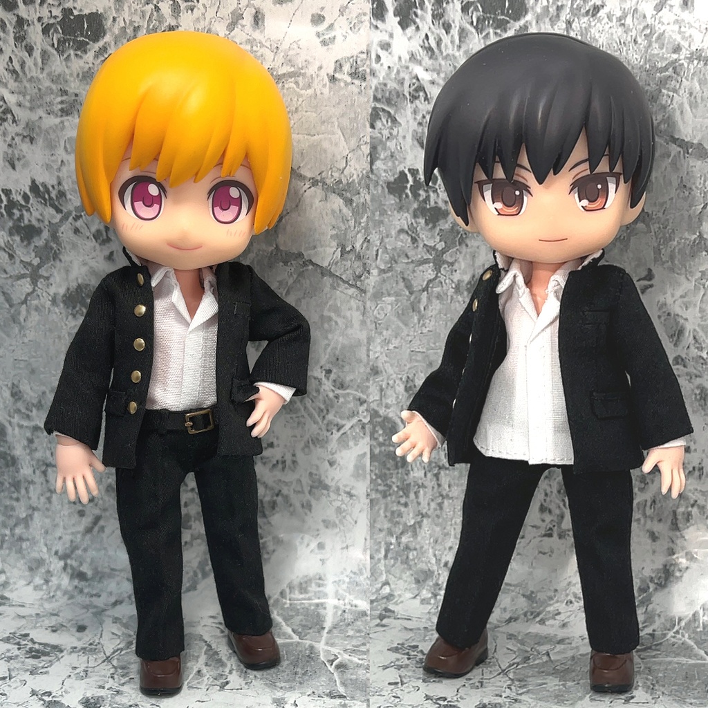 オビツ11用 前開き学ランセット 黒 2種 ハンドメイド