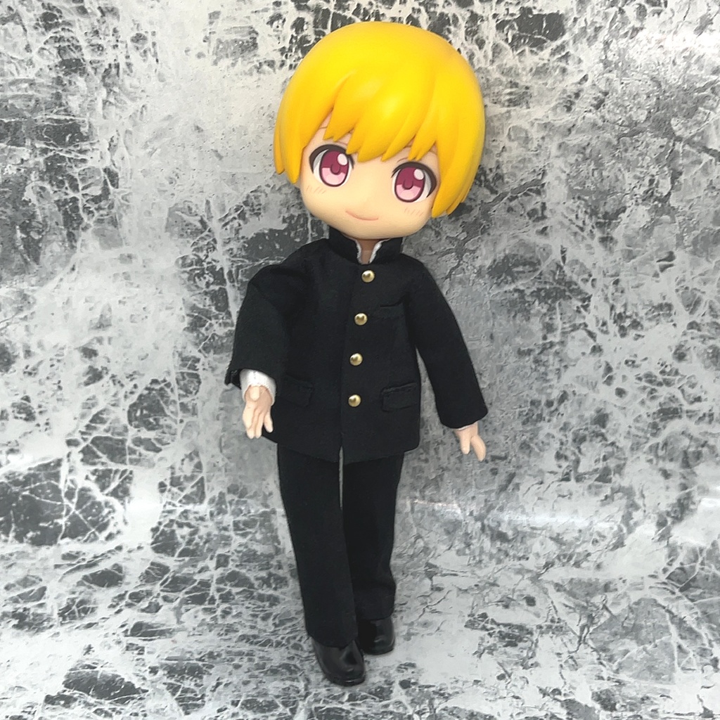 オビツ11 【身長調整用】 前とじ学ランセット 黒 ハンドメイド