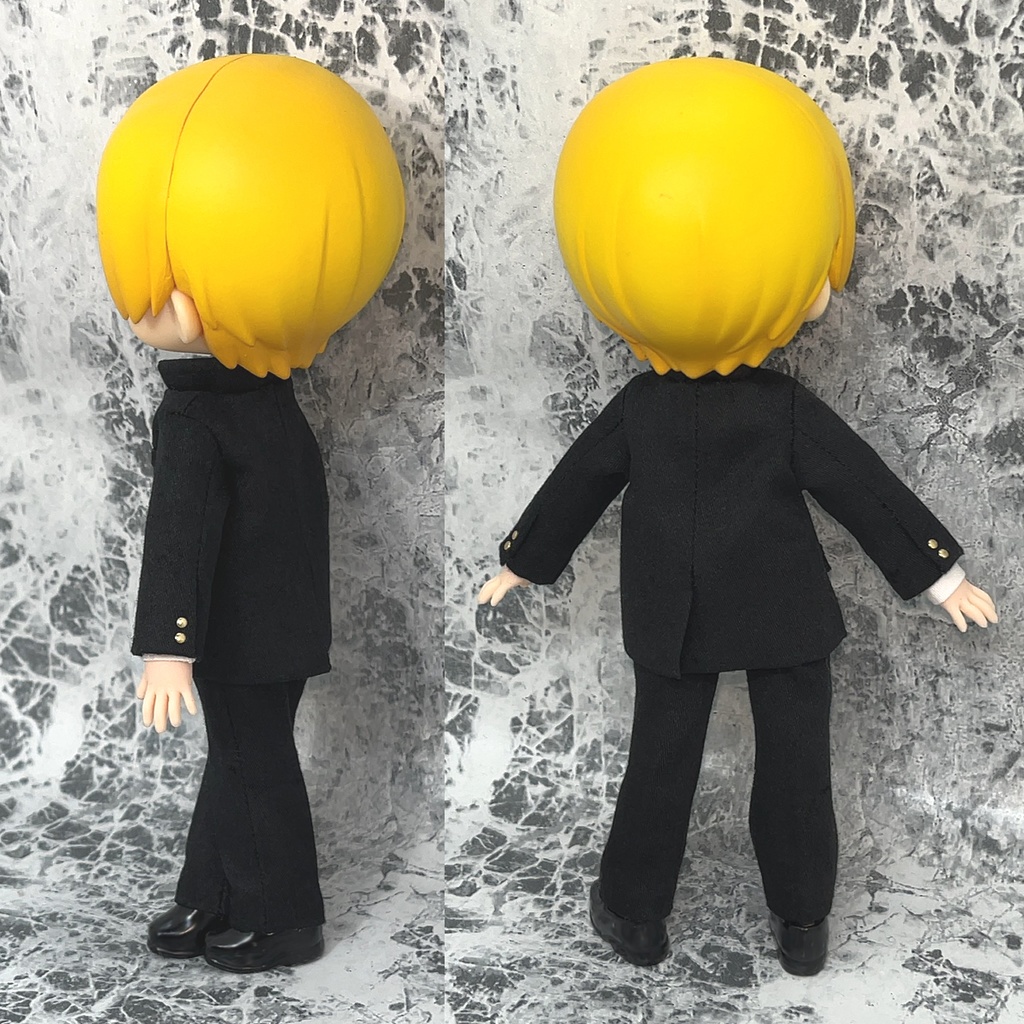 オビツ11 【身長調整用】 前とじ学ランセット 黒 ハンドメイド