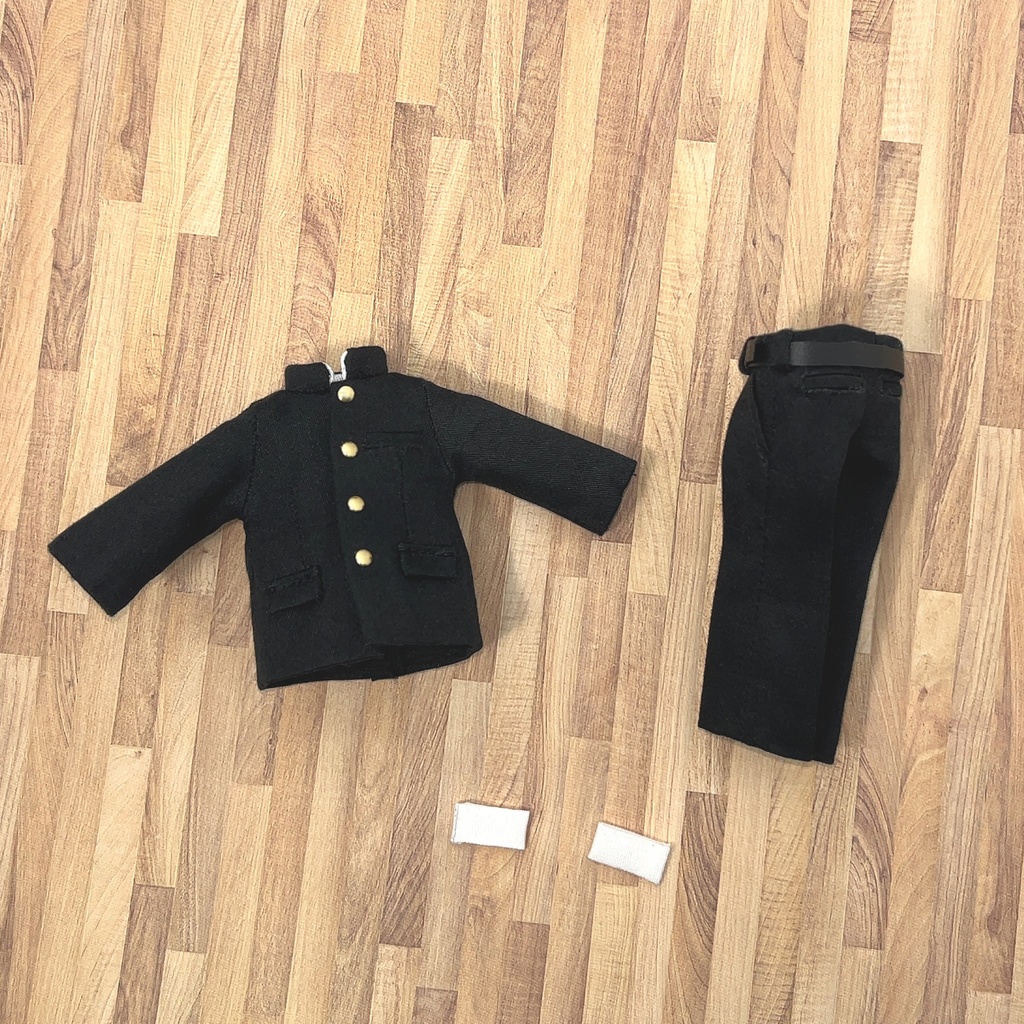 オビツ11 【身長調整用】 前とじ学ランセット 黒 ハンドメイド