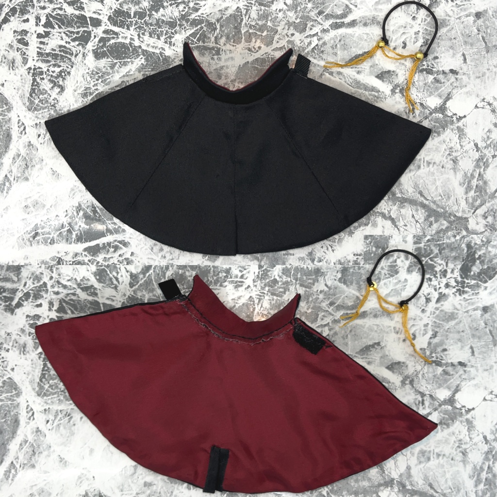 ねんどろいどどーる オビツ11用 マント コート ロングサイズ 外套 フード付き 襟付き 黒 ハンドメイド