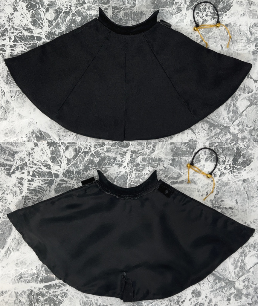 ねんどろいどどーる オビツ11用 マント コート ロングサイズ 外套 フード付き 襟付き 黒 ハンドメイド