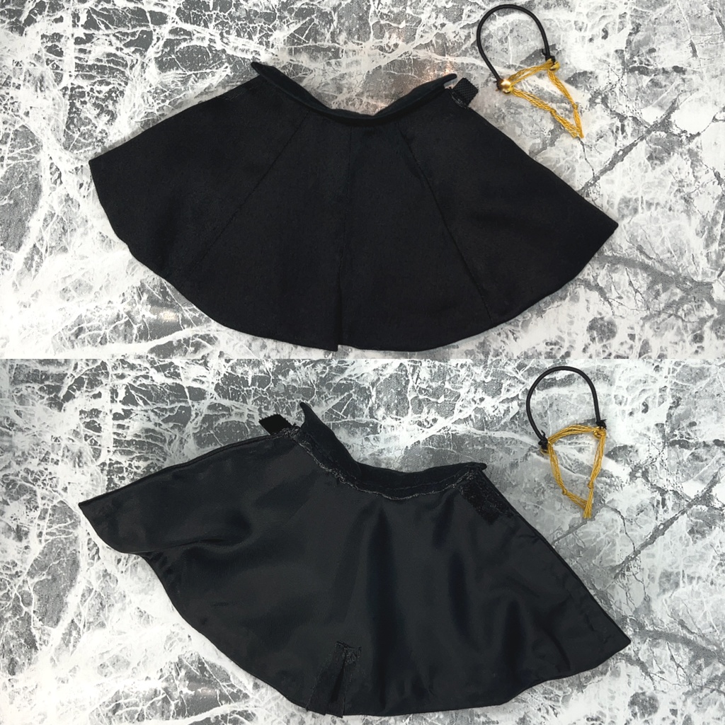 ねんどろいどどーる オビツ11用 マント コート ロングサイズ 外套 フード付き 襟付き 黒 ハンドメイド