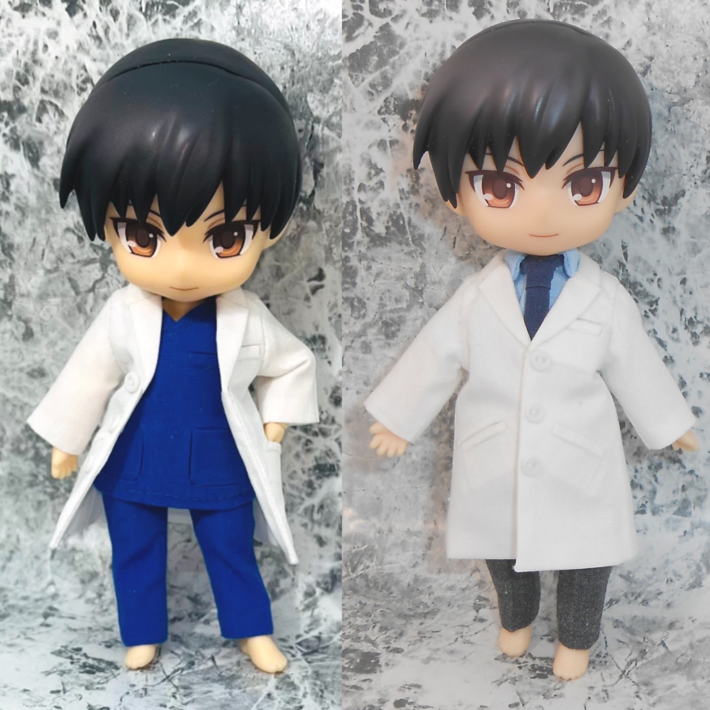 ねんどろいどどーる 白衣 スクラブ 腕まくりシャツ ドール用 ハンドメイド