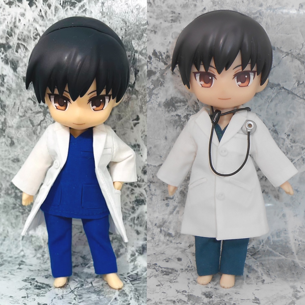 ねんどろいどどーる 白衣 スクラブ 腕まくりシャツ ドール用 ハンドメイド