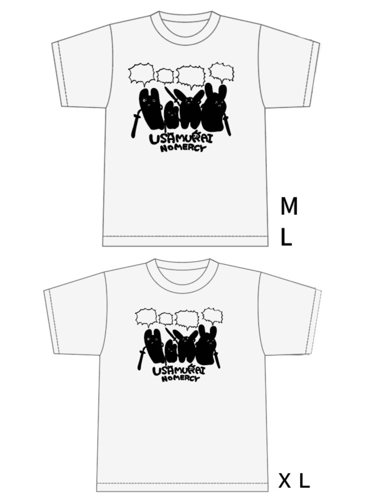 【兎侍-USAMURAI-】うさむらいが4匹Tシャツ 白