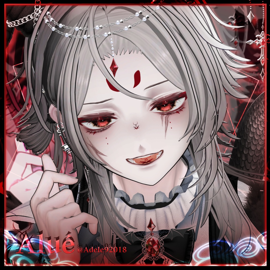 【4 Men Avatars 】 Red Omen makeup texture / Huwamon X Dimgray Collaboration