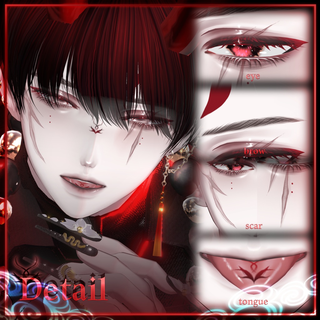 【4 Men Avatars 】 Red Omen makeup texture / Huwamon X Dimgray Collaboration