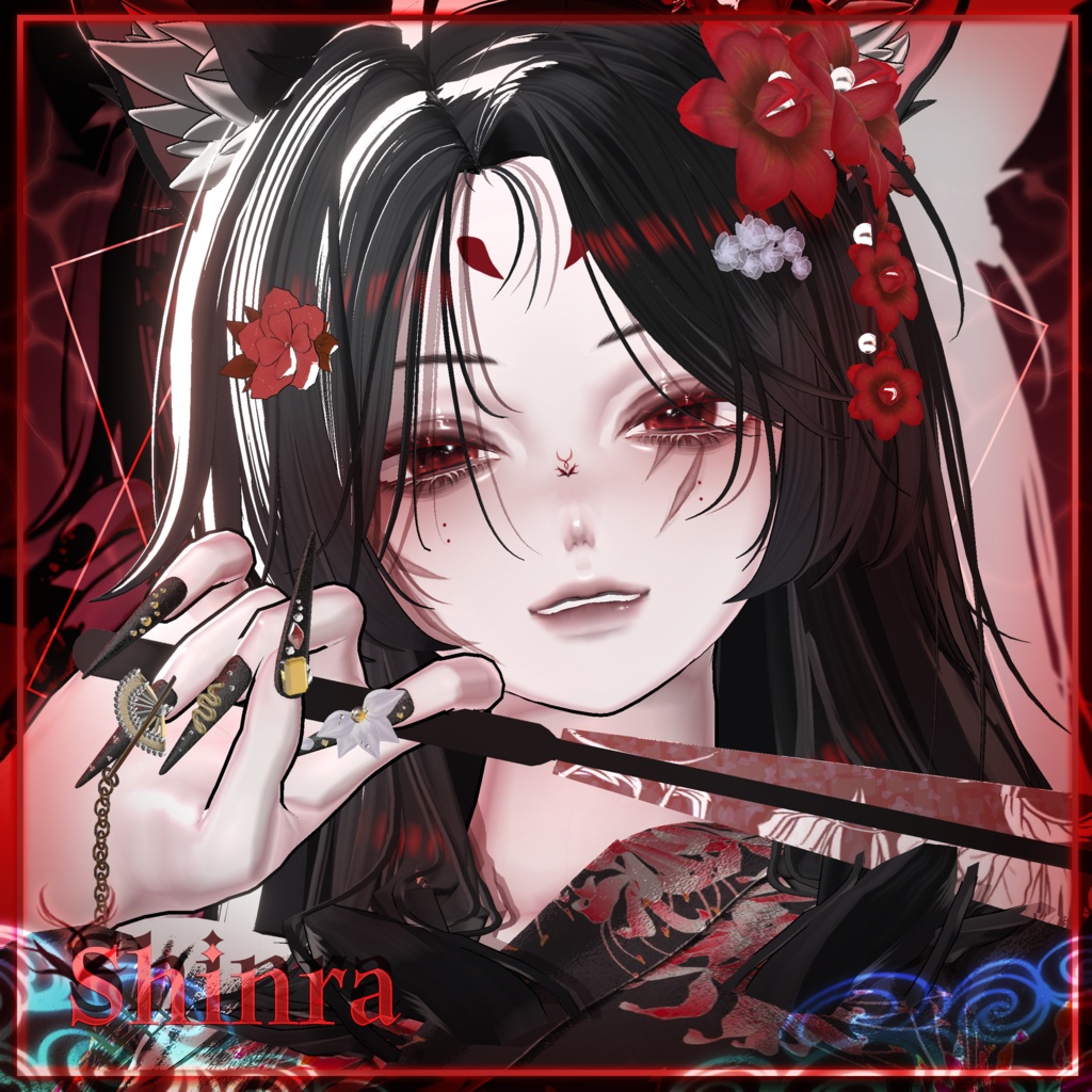 【 5 Girl Avatars 】 Red Omen makeup texture / Huwamon X Dimgray Collaboration