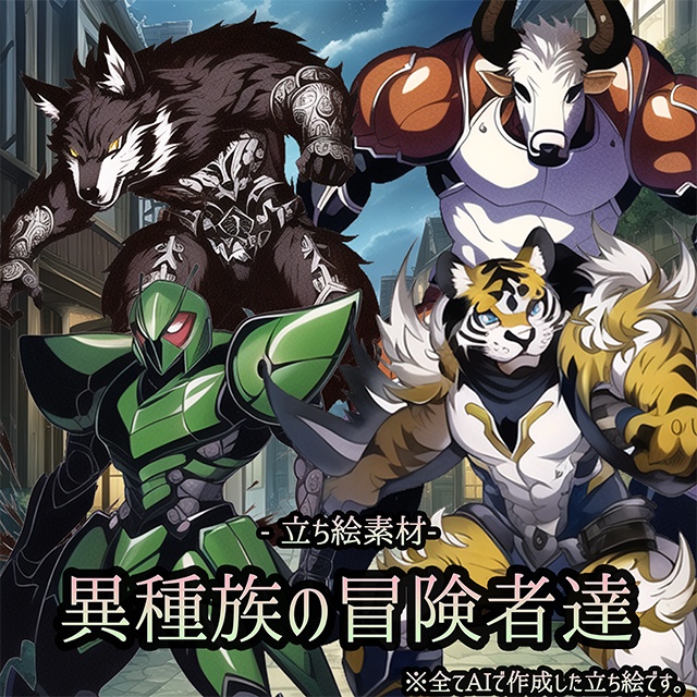 【無料/投げ銭】-立ち絵素材- 異種族の冒険者達/GM日和!