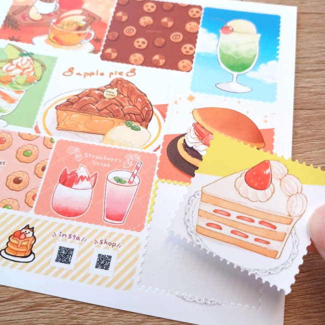 匿名配送◆スイーツイラスト切手風シール