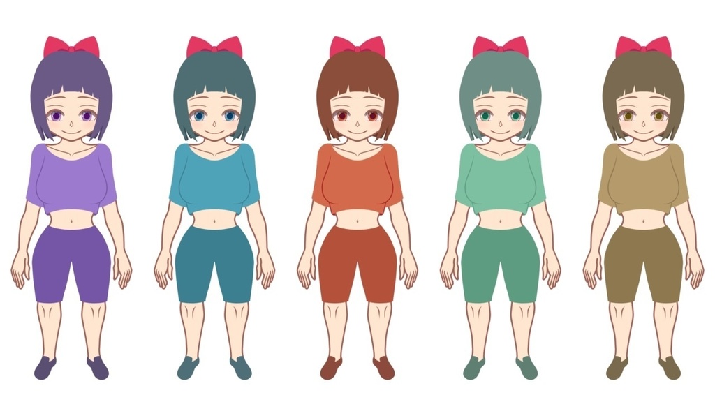 【創作補助】キャラ制作・依頼用に使える着せ替え可能な女性PSD2