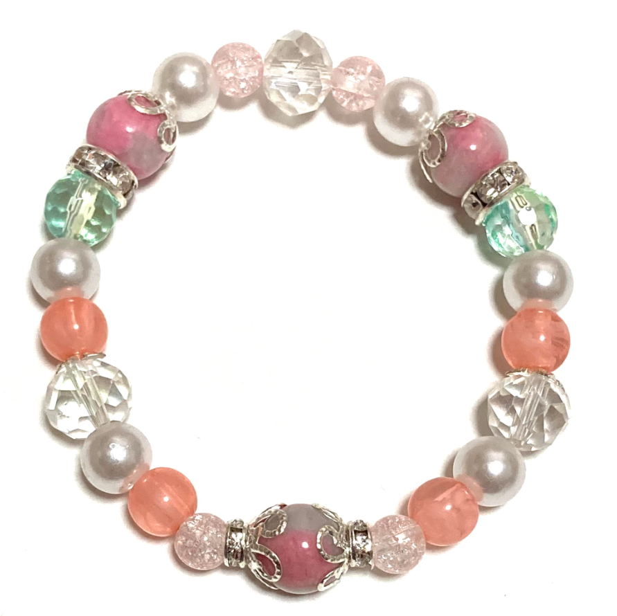 高品質][一点物]カラフル トパーズ 7.5-8mm ブレスレット 天然石 高