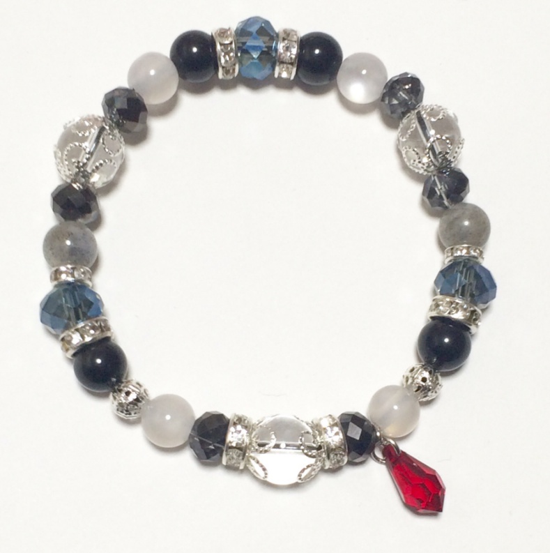 黒鵺モチーフ スワロフスキー付きブレスレット