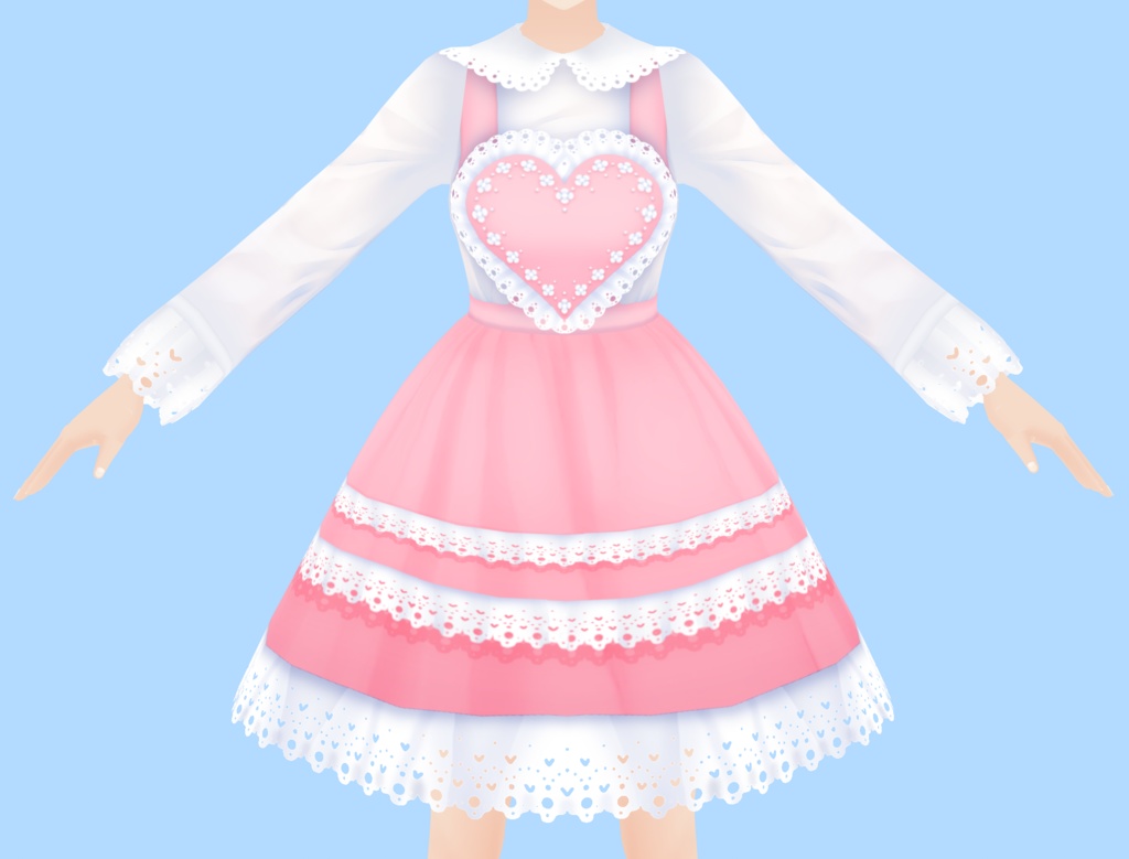 VRoid Texture] Heart Apron Dress || 