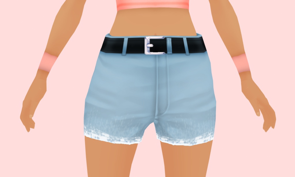 [VRoid Texture] Denim Jean Shorts With Belt