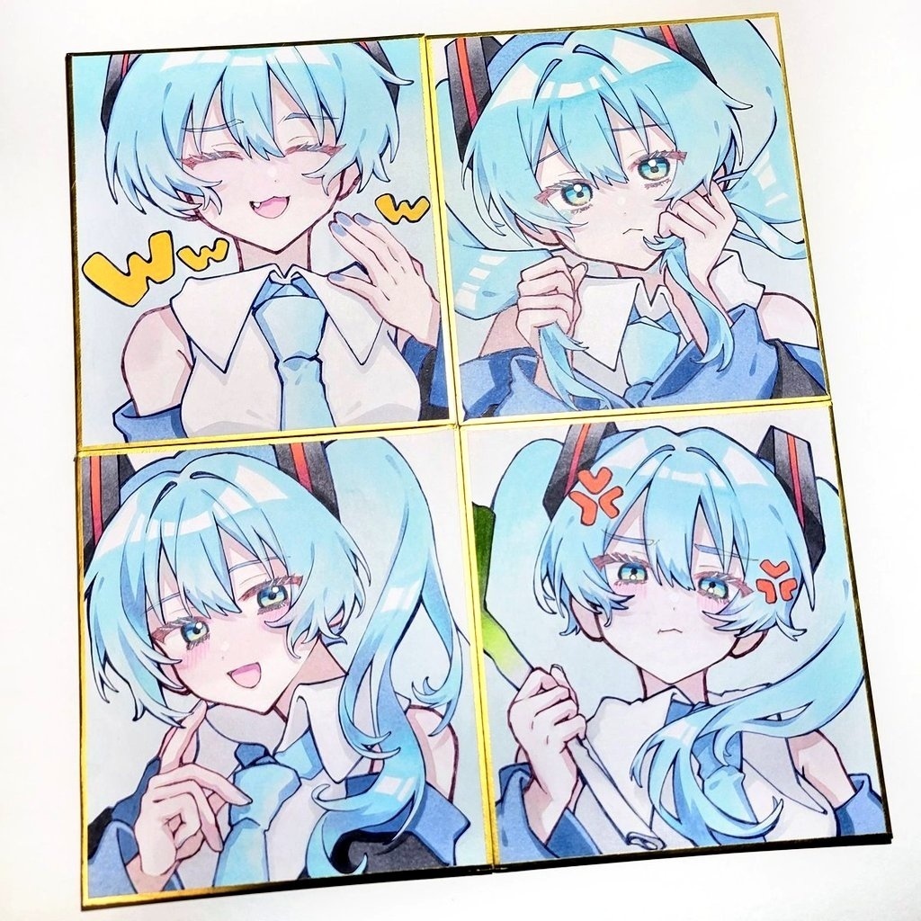 初音ミク 手描きイラスト 色紙【まとめver.】