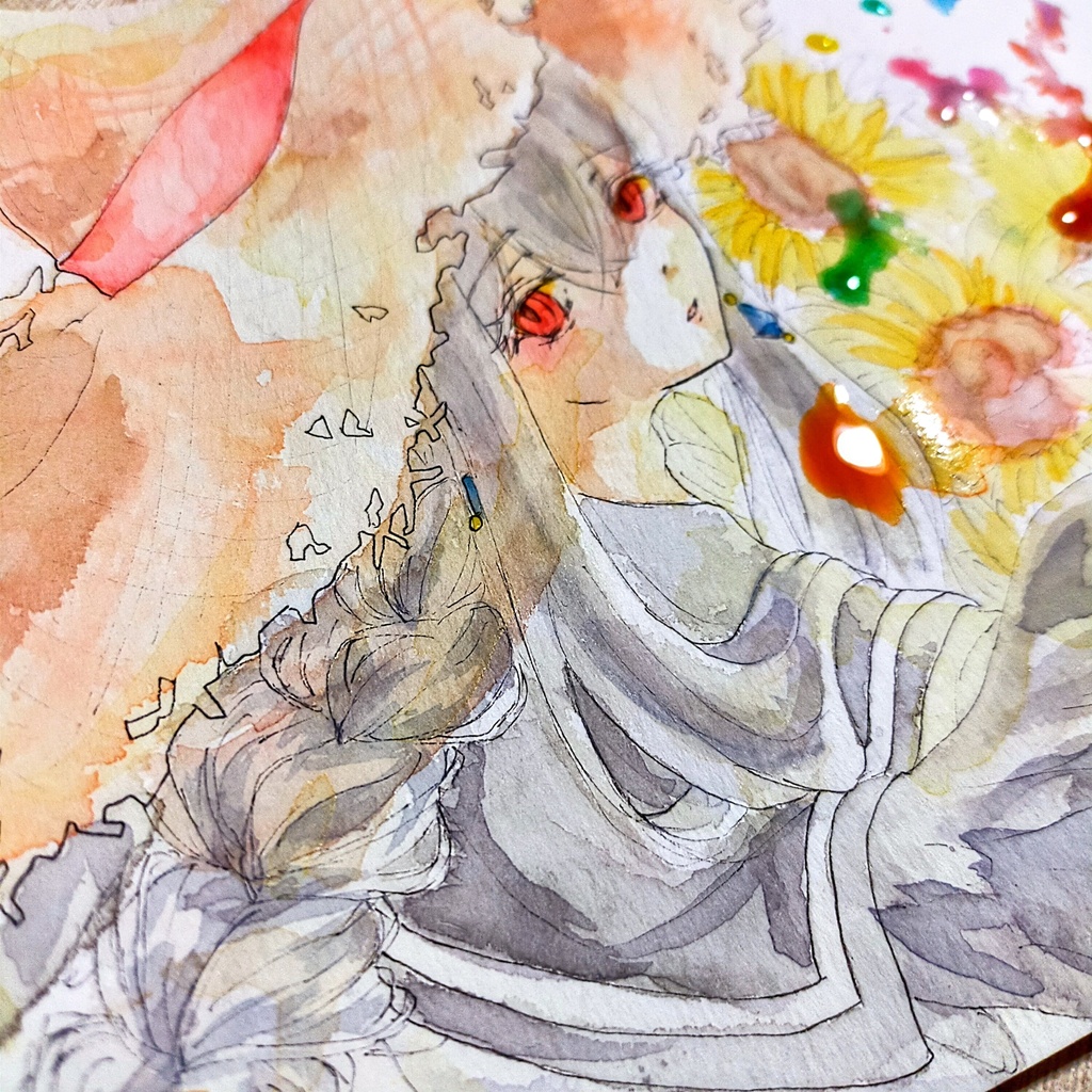 水彩紙イラスト　原画「愛」