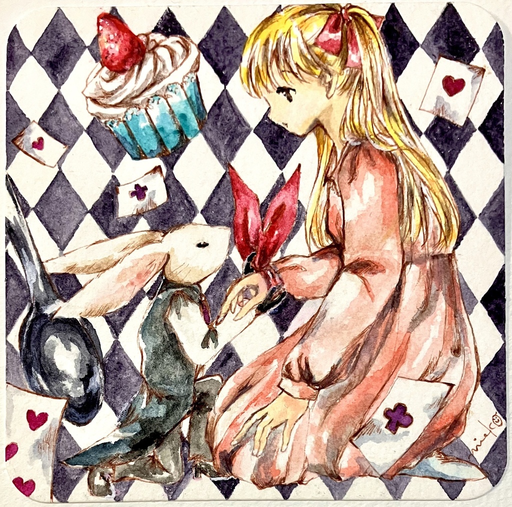 アリスとうさぎの再会(ご希望で連作2枚)