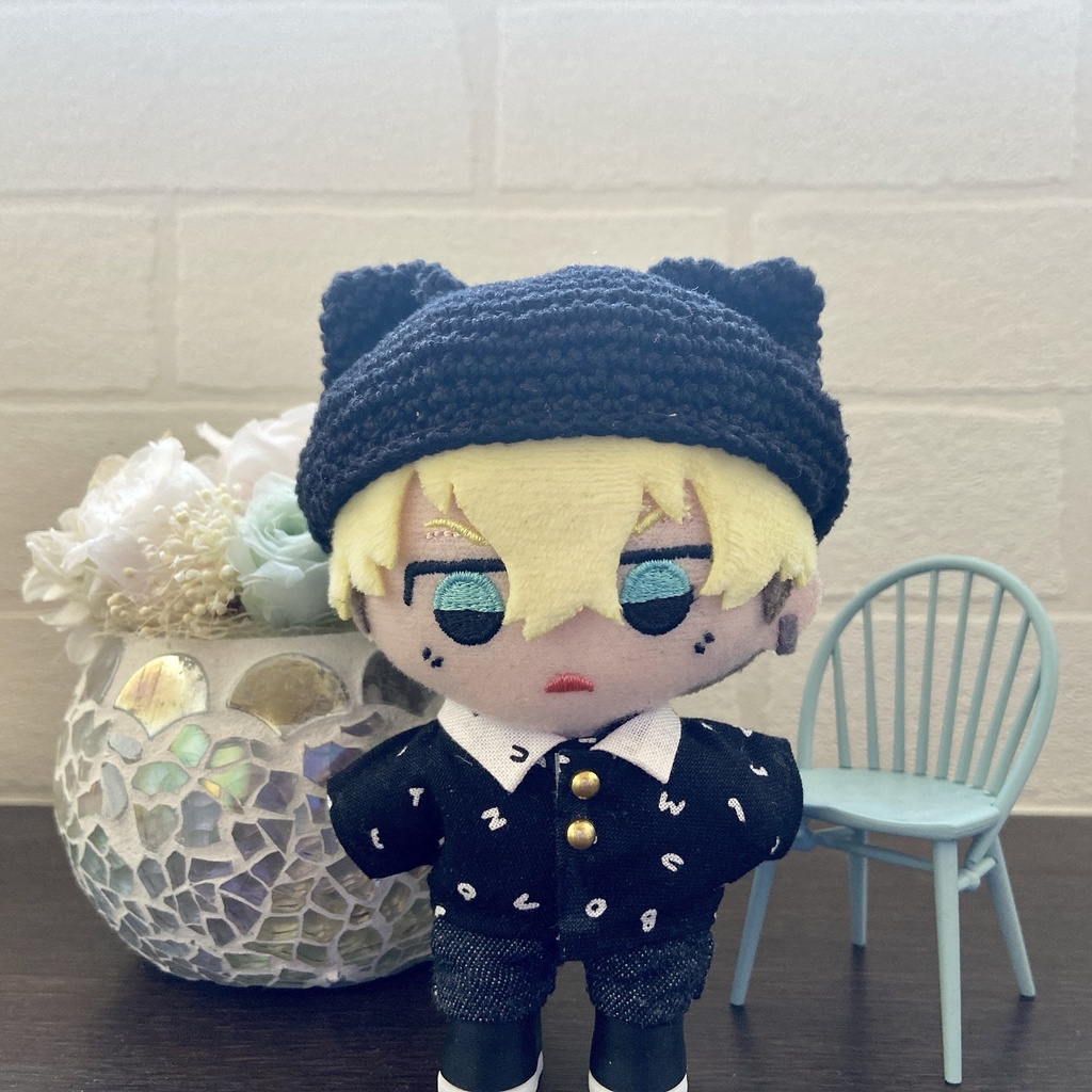 ABCブラック ぬい服10-12cm 襟付きシャツ