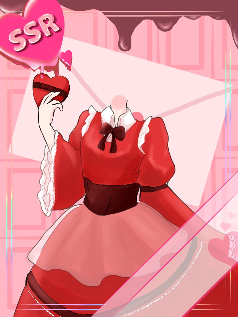 バレンタイン♡ガチャ風フレーム/背景/衣装