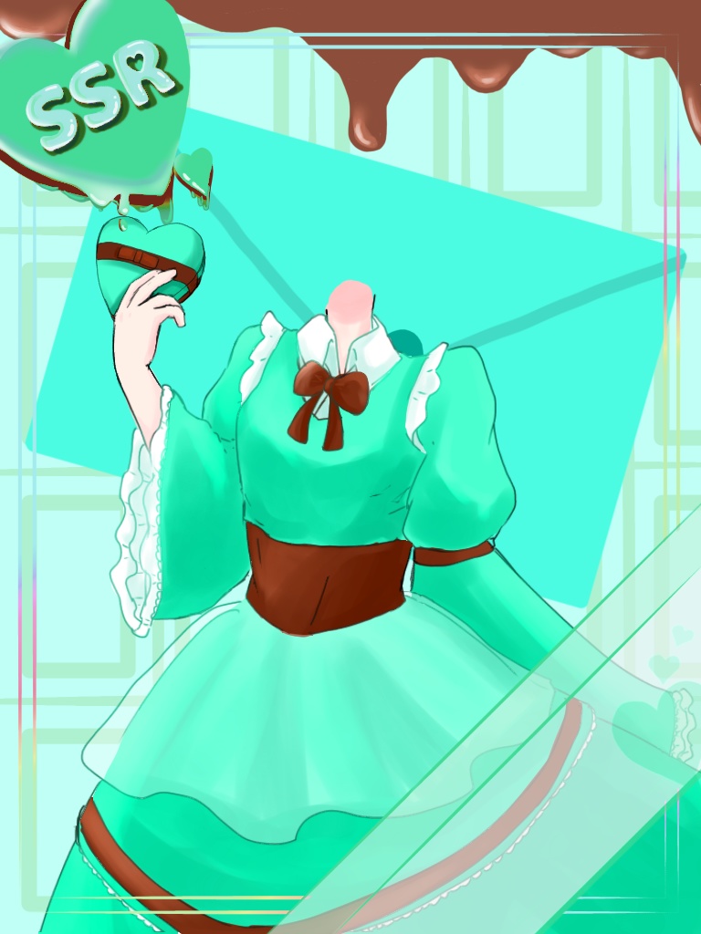 バレンタイン♡ガチャ風フレーム/背景/衣装