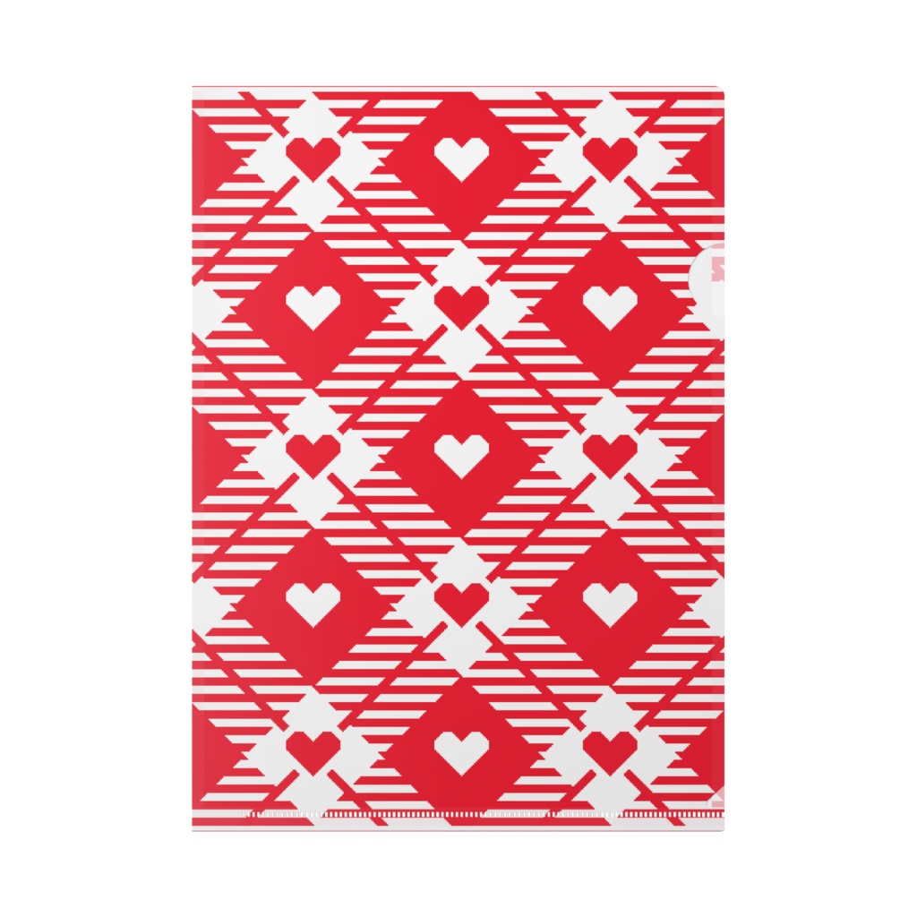 ハート&チェック柄のクリアファイル(A4)