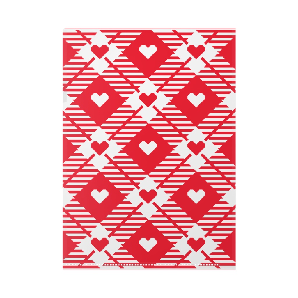 ハート&チェック柄のクリアファイル(A4)