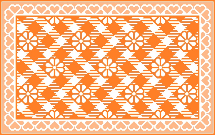 ハートフレーム&チェック柄の背景画像