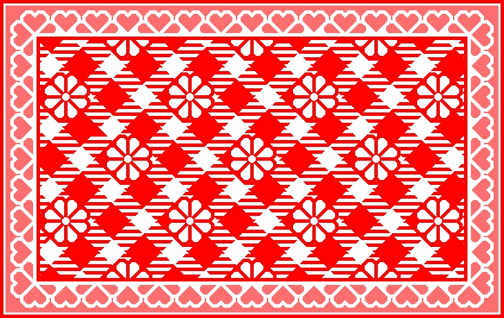 ハートフレーム&チェック柄の背景画像