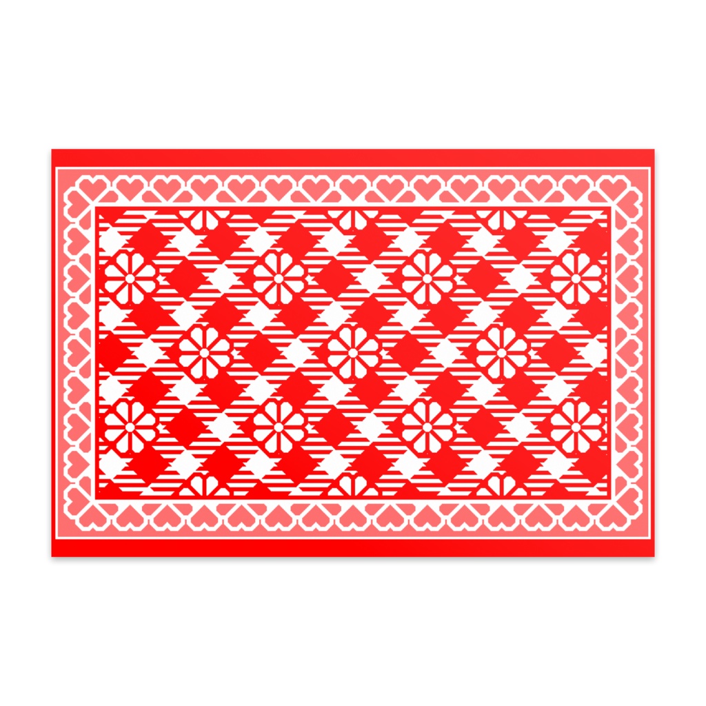 ハートフレーム&チェック柄のポストカード