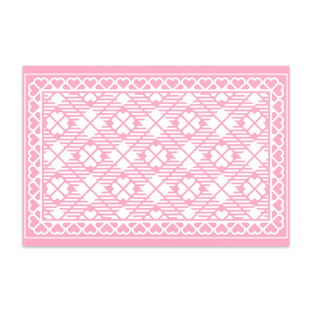 ハートフレーム&チェック柄のポストカード