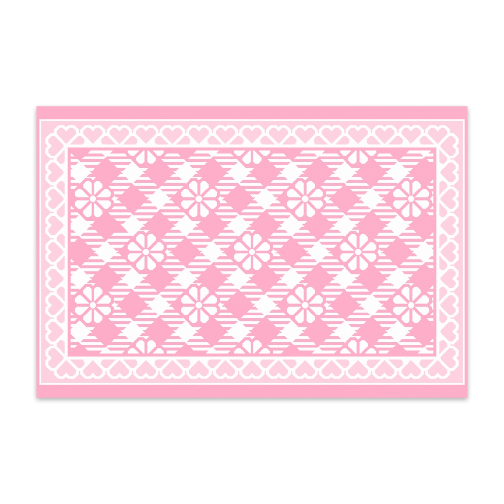 ハートフレーム&チェック柄のポストカード