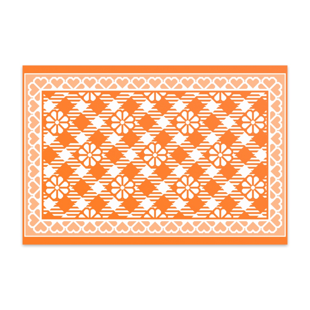 ハートフレーム&チェック柄のポストカード