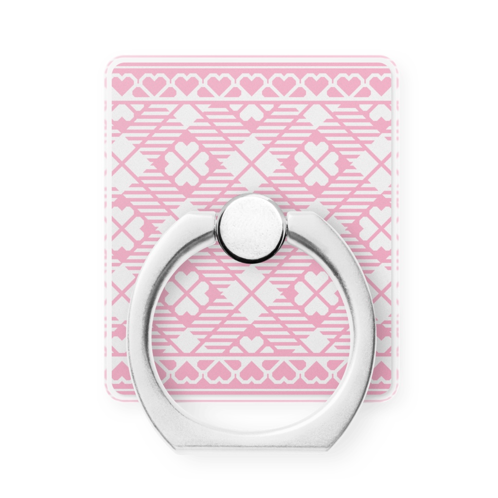 ハートフレーム&チェック柄のスマホリング