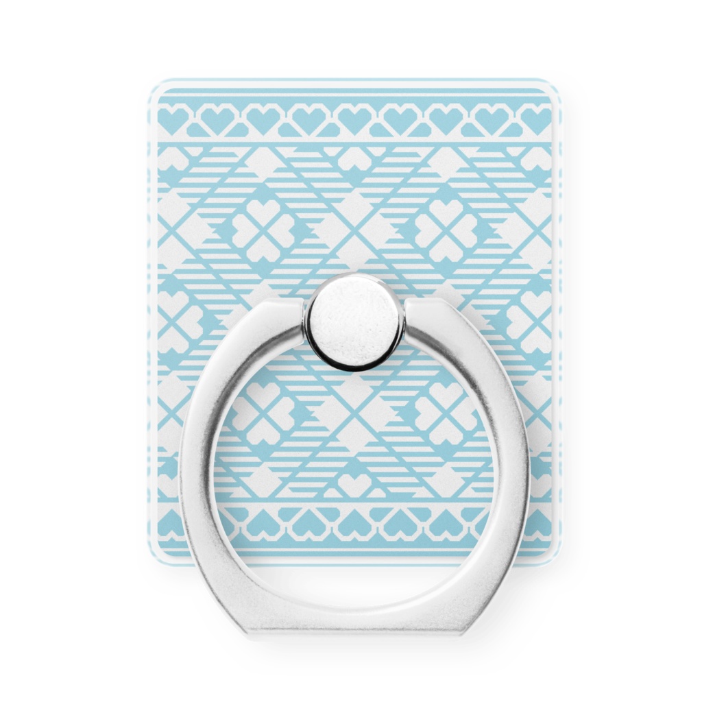 ハートフレーム&チェック柄のスマホリング