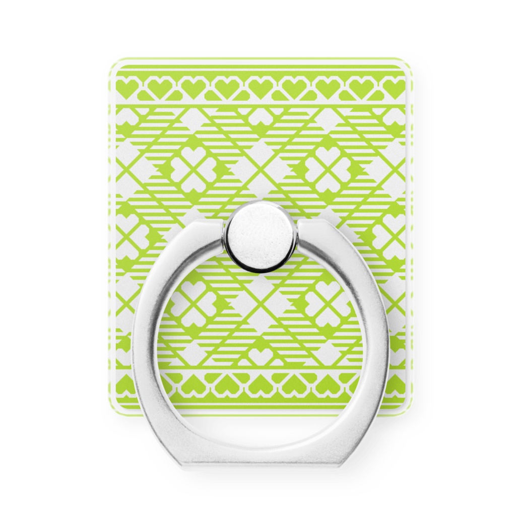 ハートフレーム&チェック柄のスマホリング