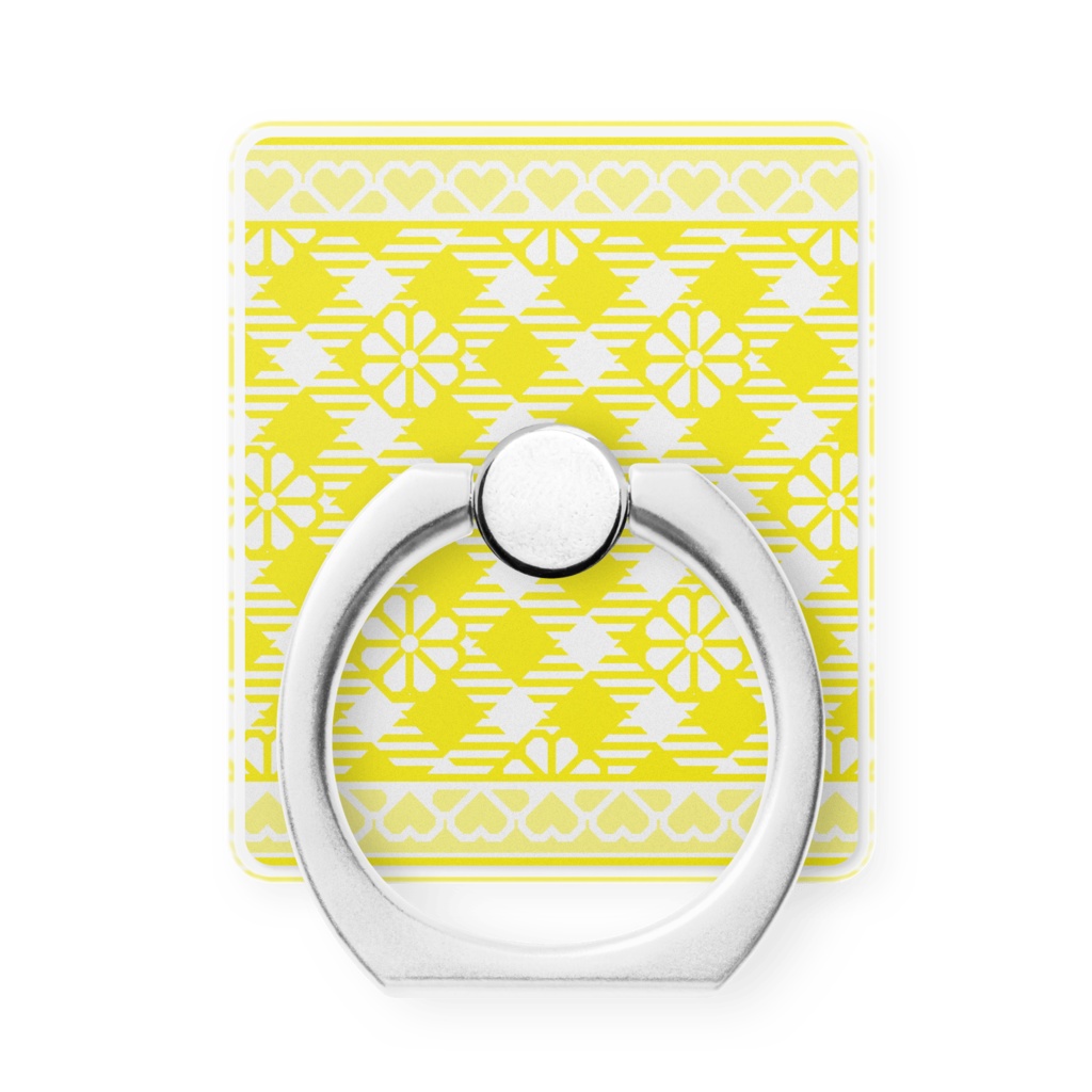 ハートフレーム&チェック柄のスマホリング