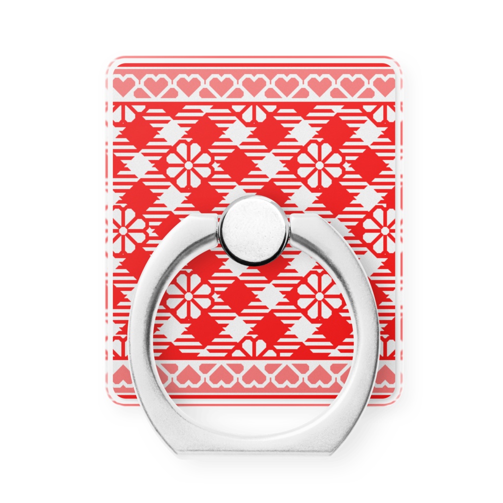 ハートフレーム&チェック柄のスマホリング