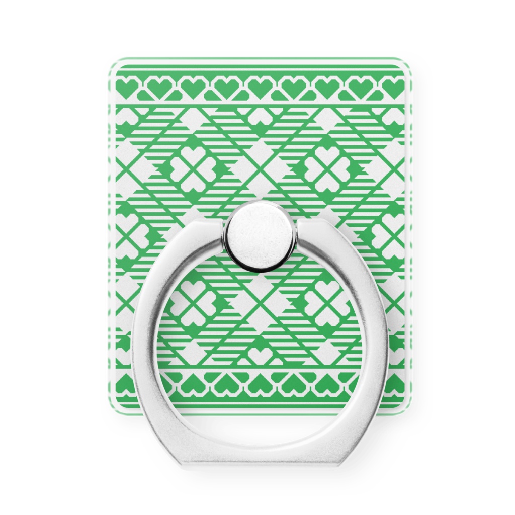 ハートフレーム&チェック柄のスマホリング