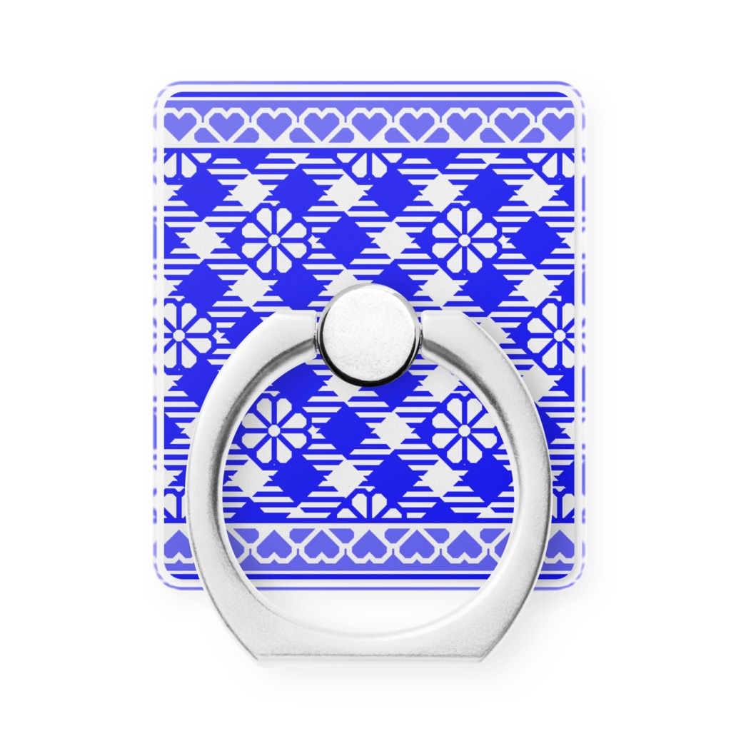 ハートフレーム&チェック柄のスマホリング