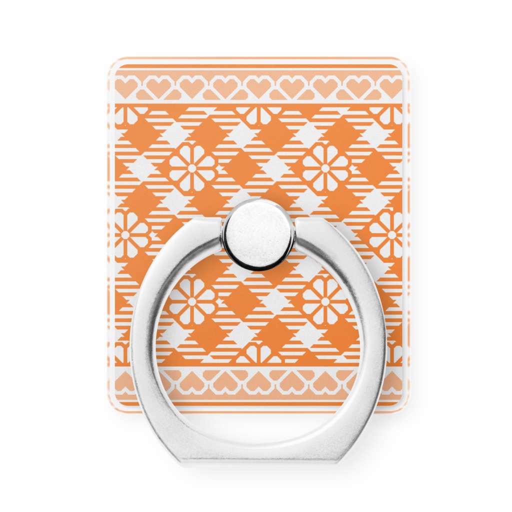 ハートフレーム&チェック柄のスマホリング