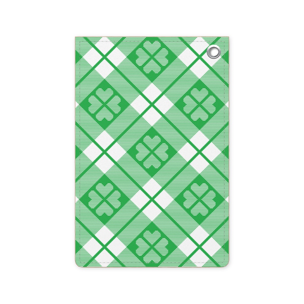 四葉&チェック柄のパスケース