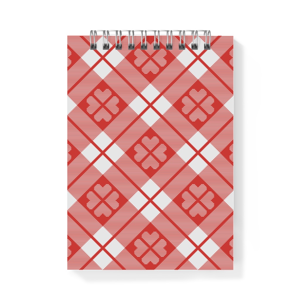 四葉&チェック柄のメモ帳 - A6 - 片面