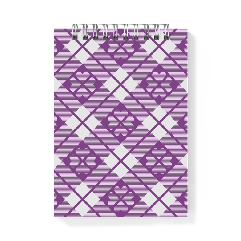 四葉&チェック柄のメモ帳 - A6 - 片面