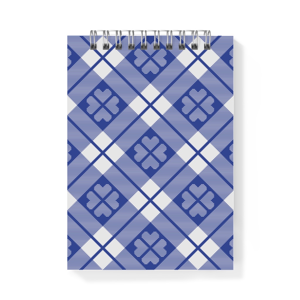 四葉&チェック柄のメモ帳 - A6 - 片面