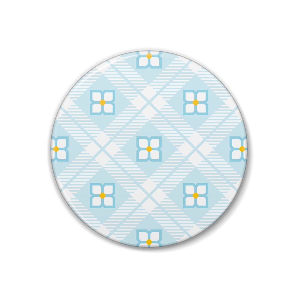 四枚花&チェック柄の缶バッジ - 38mm