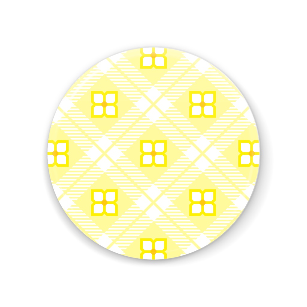 四枚花&チェック柄の缶ミラー - 56mm